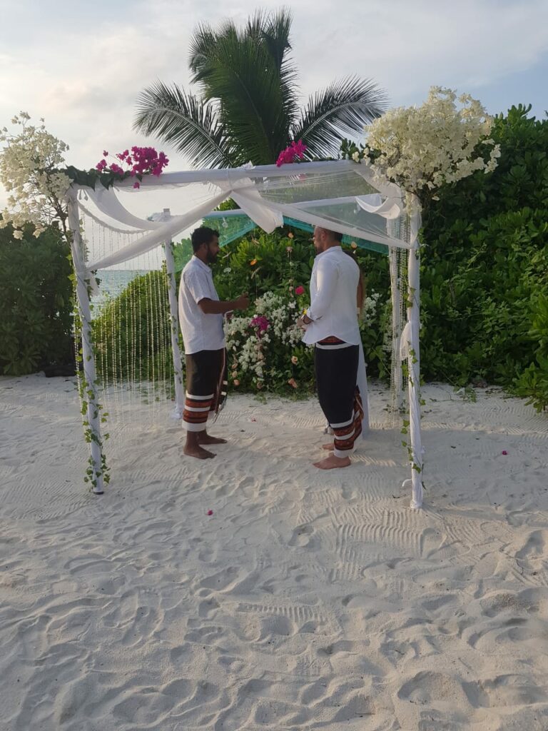 Wedding ceremony on the island with the officiant
